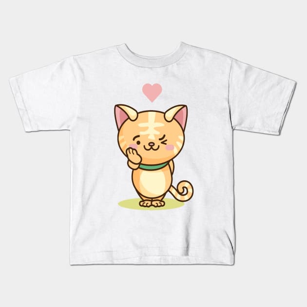 Cute cat love Kids T-Shirt by This is store